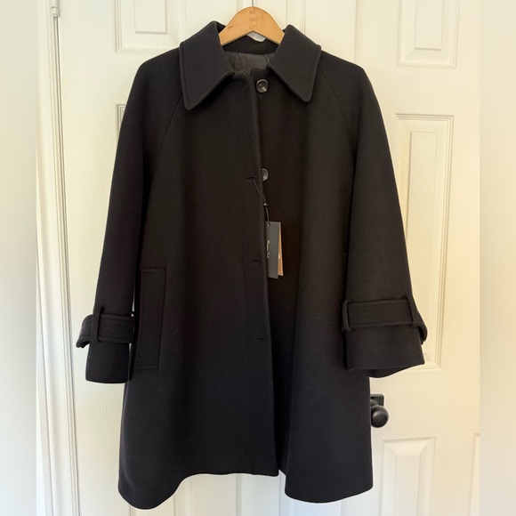 massimo dutti Black tabard-effect wool blend coat - Picture 8 of 10